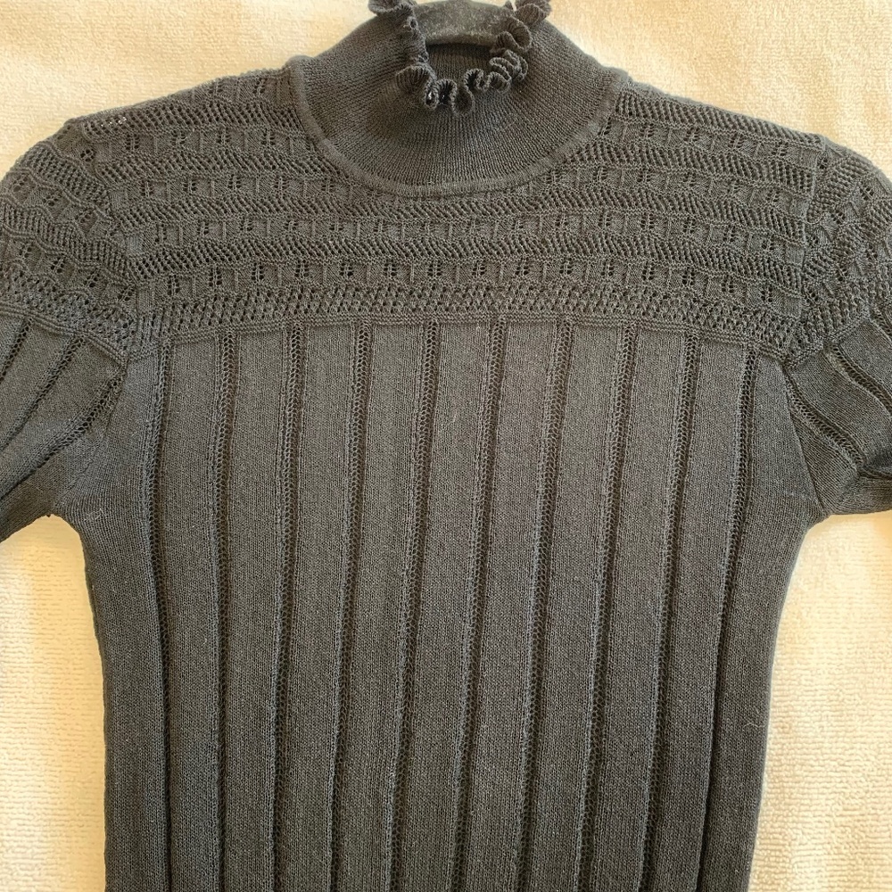 Scotch & Soda Sheer Knit Black Mock‎ Neck Lace Detail Top Slim S